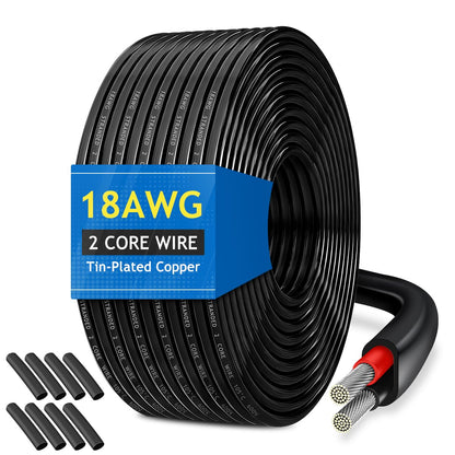 18 Gauge 2 Conductor Electrical Wire, 31m Stranded Tinned Copper Cable