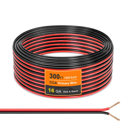 16 Gauge Wire 150FT, Flexible 2 Conductors Red & Black Electrical Wire