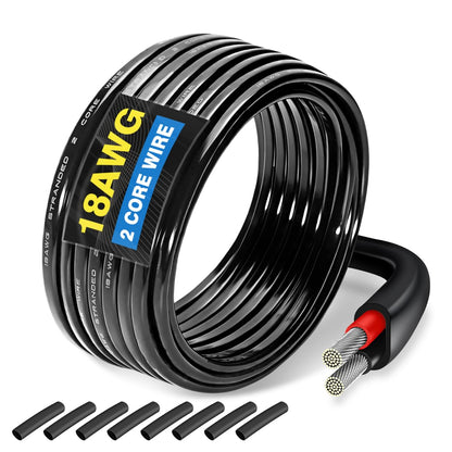 18 Gauge 2 Conductor Electrical Wire, 8m Stranded Tinned Copper Cable