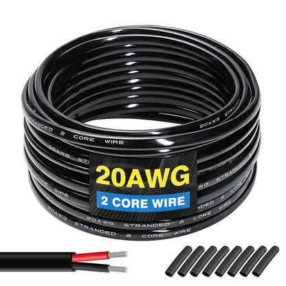 20 Gauge 2 Conductor Electrical Wire, 20/2 8m Stranded Oxygen-Free Tinned Copper Wire