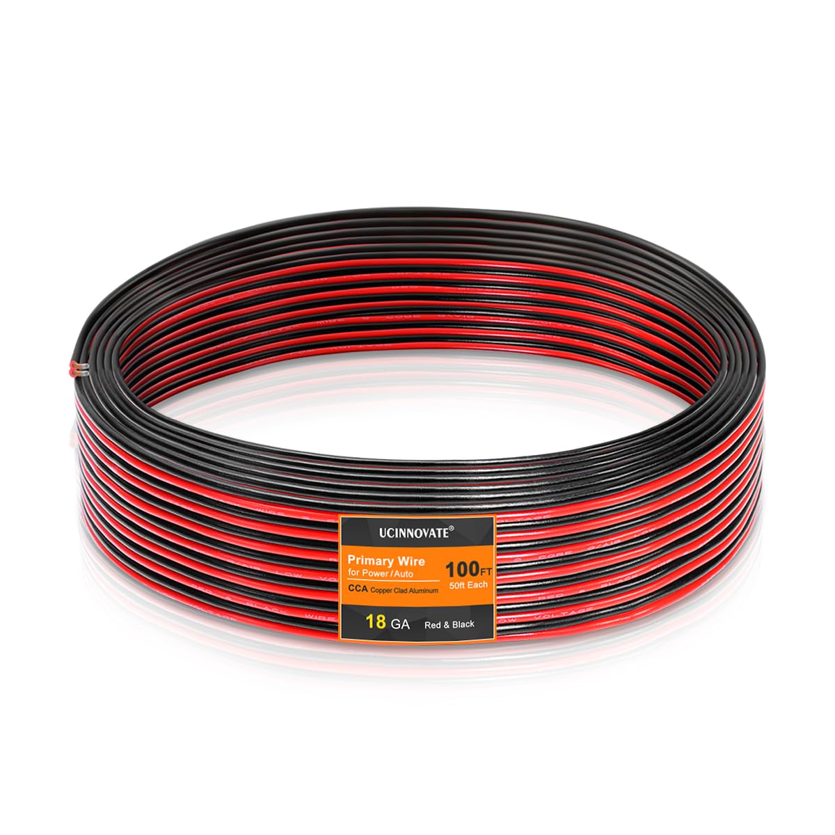 18 Gauge Electrical Wire, 100Ft (Red 50Ft+ Black 50Ft) PVC CCA Automotive Wire