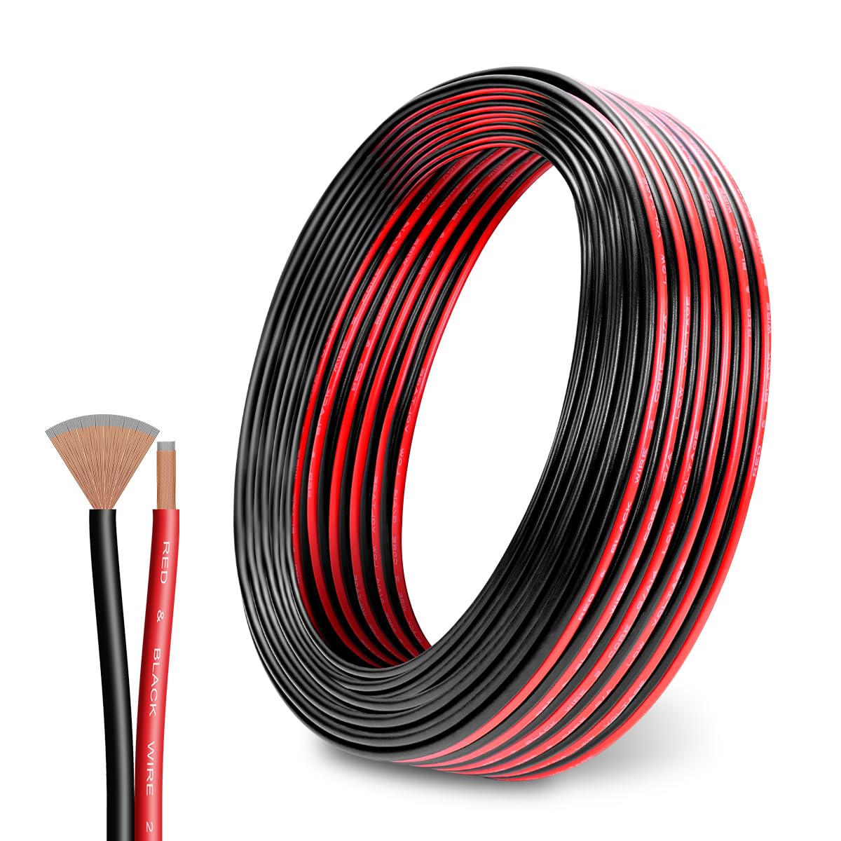 16 Gauge Electrical Wire Cable, 100FT 2pin Red Black Cable PVC Electrical Wire