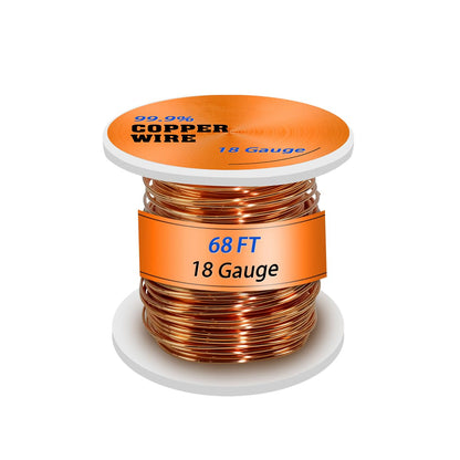 18 Gauge 99.9% Pure Soft Copper Wire，18 AWG 68 Feet Pure Copper