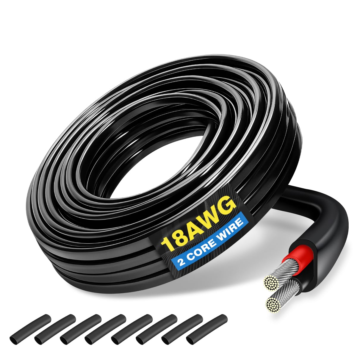 18 Gauge 2 Conductor Electrical Wire, 20m Stranded Tinned Copper Cable