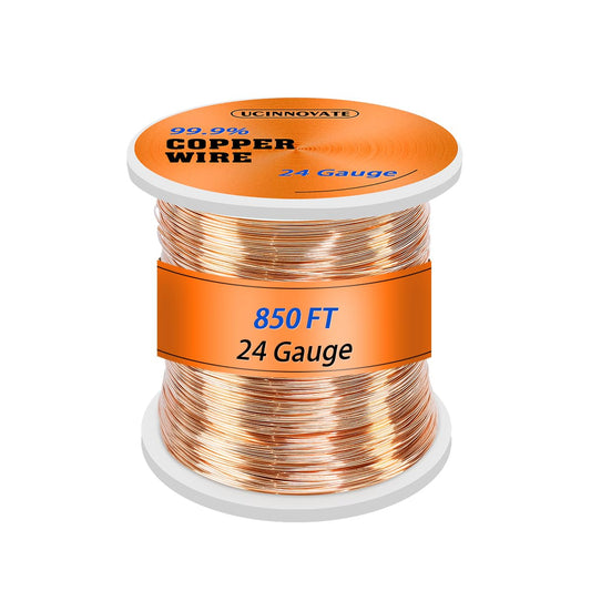 24 Gauge Pure Copper Wire, 99.9% Pure Copper Wire 0.5mm Diameter 259m /850FT Solid Soft Copper Wire