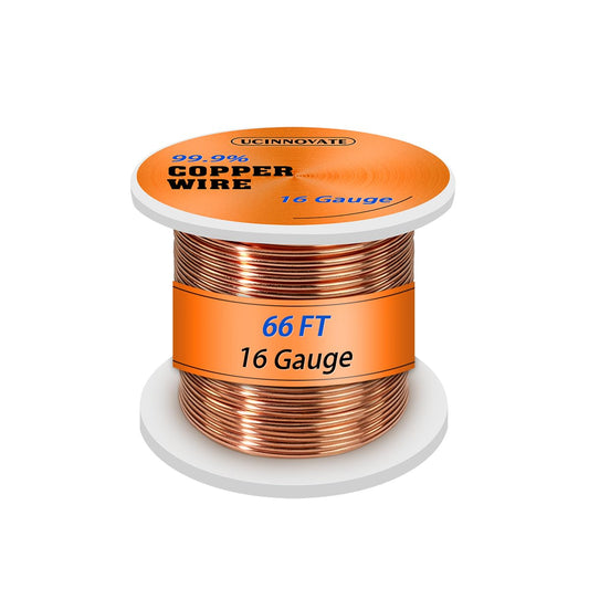 99.9% Copper Wire, 16 Gauge Pure Copper Wire for Jewelry Making, 66FT 1.3mm