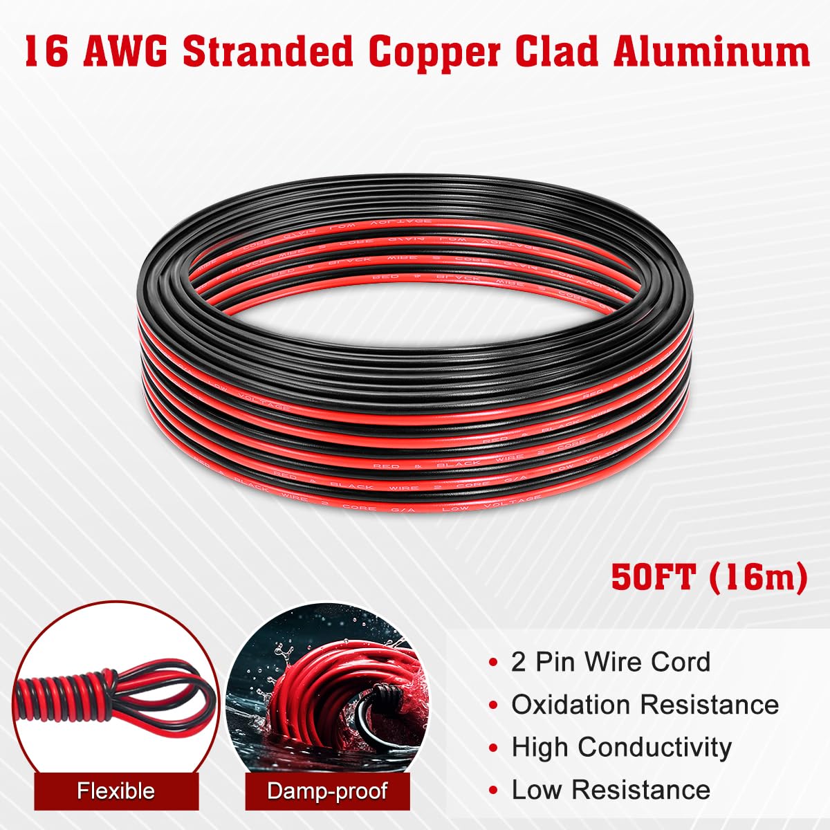 2 Conductors Red & Black Electrical Wire