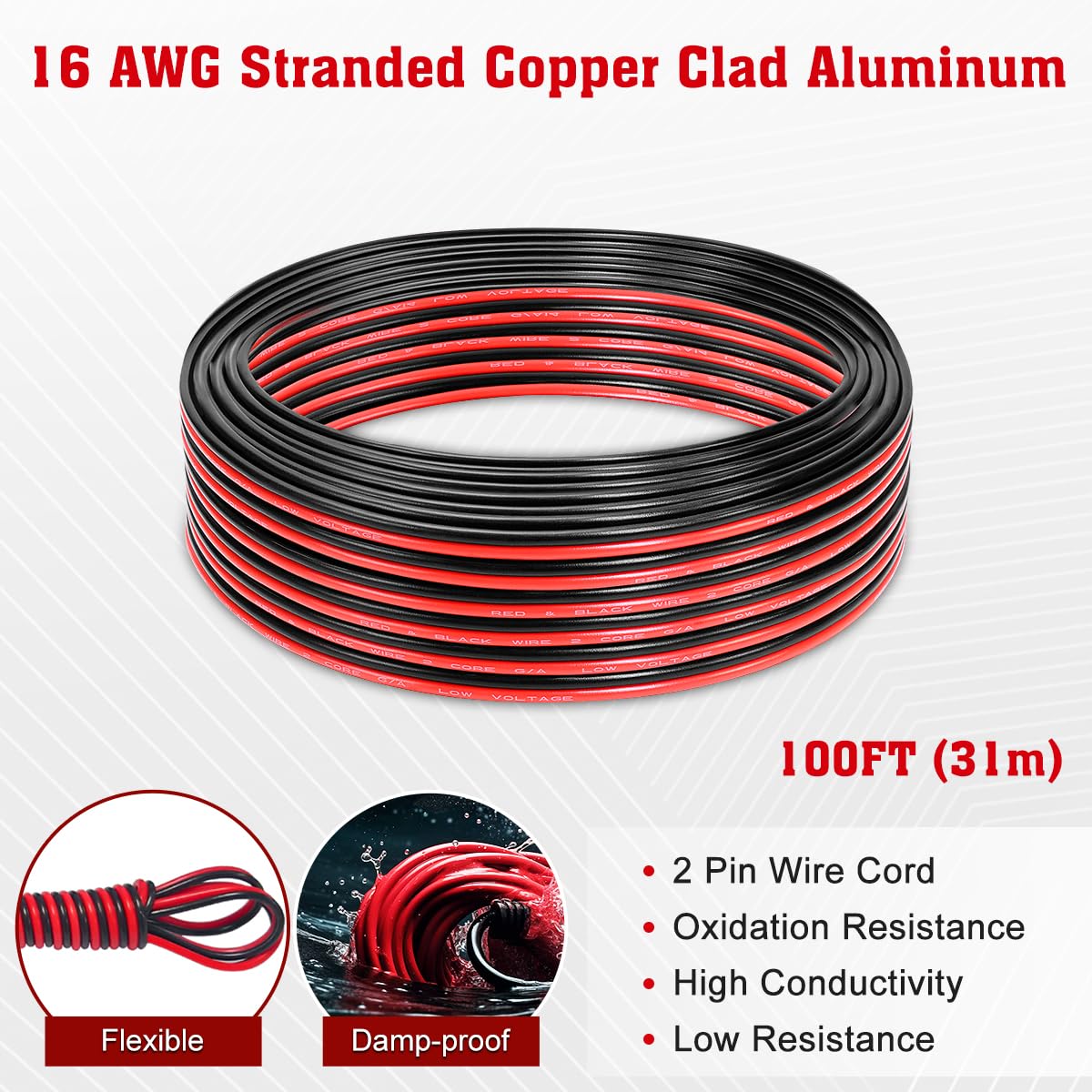 2 Conductors Red & Black Electrical Wire