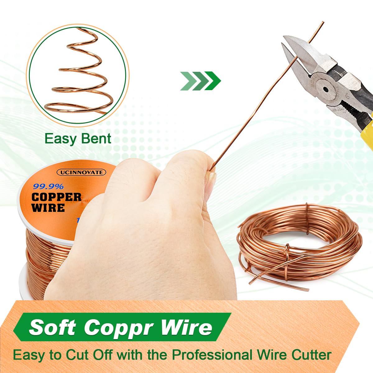 18 Gauge 99.9% Pure Copper Wire, 18 AWG Soft Bare Copper Wire 213FT / 65m 1 Pound Spool