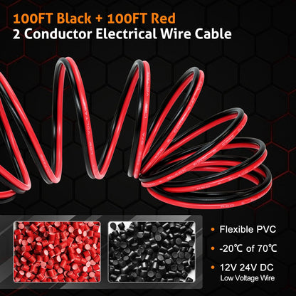 12 Gauge Wire 100FT, Ultra Flexible 2 Conductors Red & Black Electrical Wire
