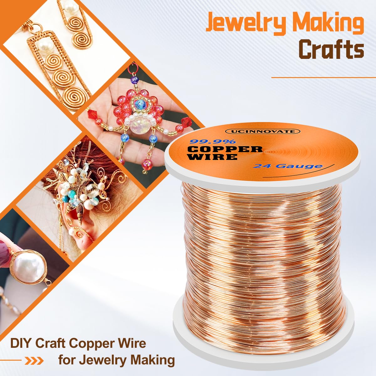 24 Gauge Pure Copper Wire, 99.9% Pure Copper Wire 0.5mm Diameter 259m /850FT Solid Soft Copper Wire