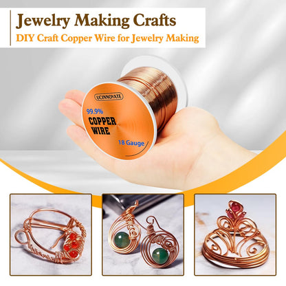 18 Gauge Copper Wire for Jewelry Making, 105FT 18 AWG Crafts Jewelry Wire 99.9% Solid Bare Pure Copper Wire