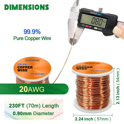 20 Gauge Copper Wire, 230FT Soft Pure Copper Wire  0.8mm Diameter