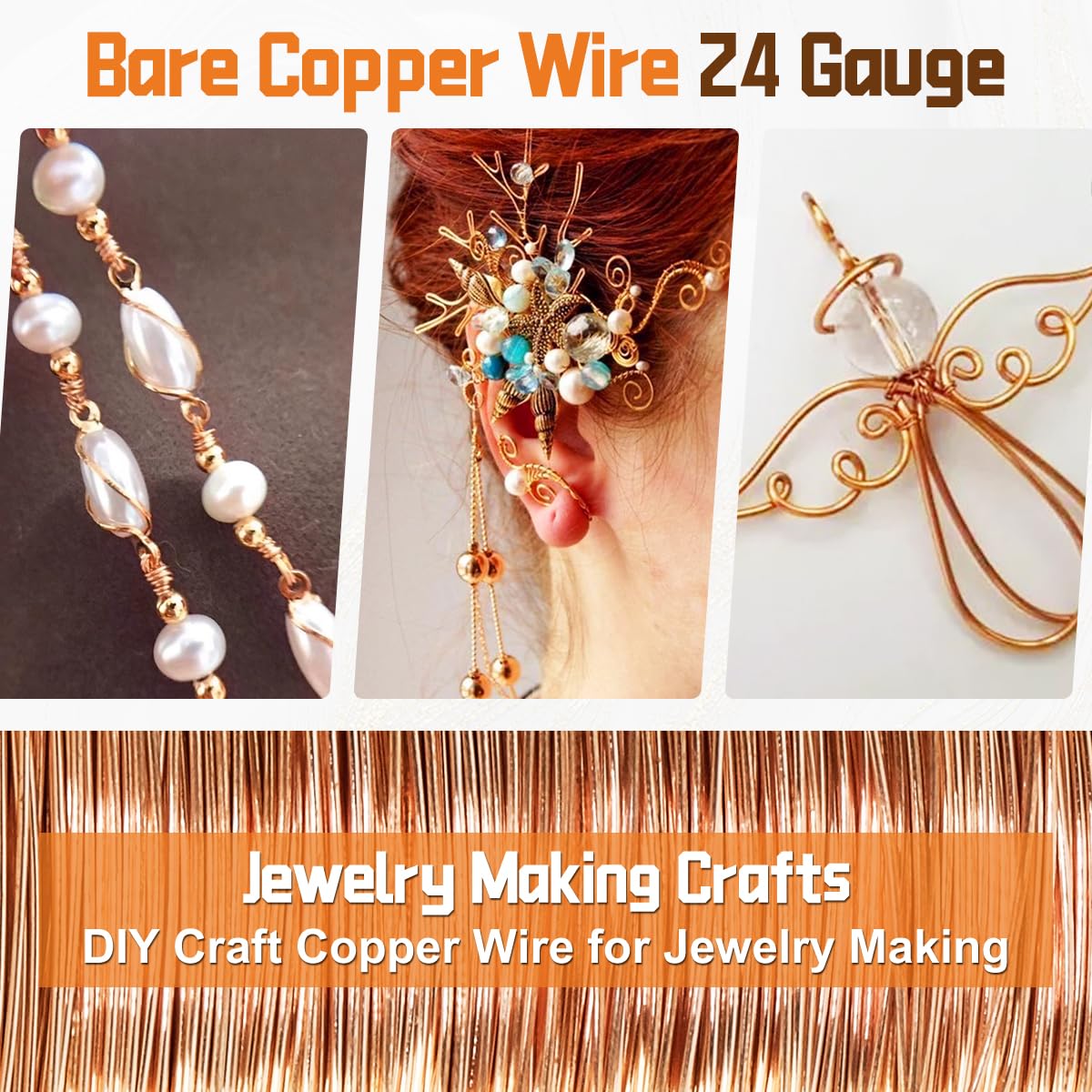 24 Gauge Pure Copper Wire, 122m /400FT 0.5mm Diameter Solid Soft Bare Copper Wire