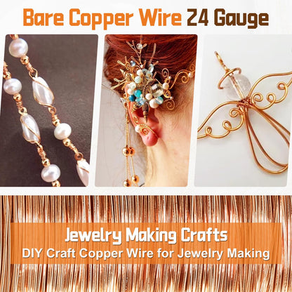 24 Gauge Pure Copper Wire, 122m /400FT 0.5mm Diameter Solid Soft Bare Copper Wire