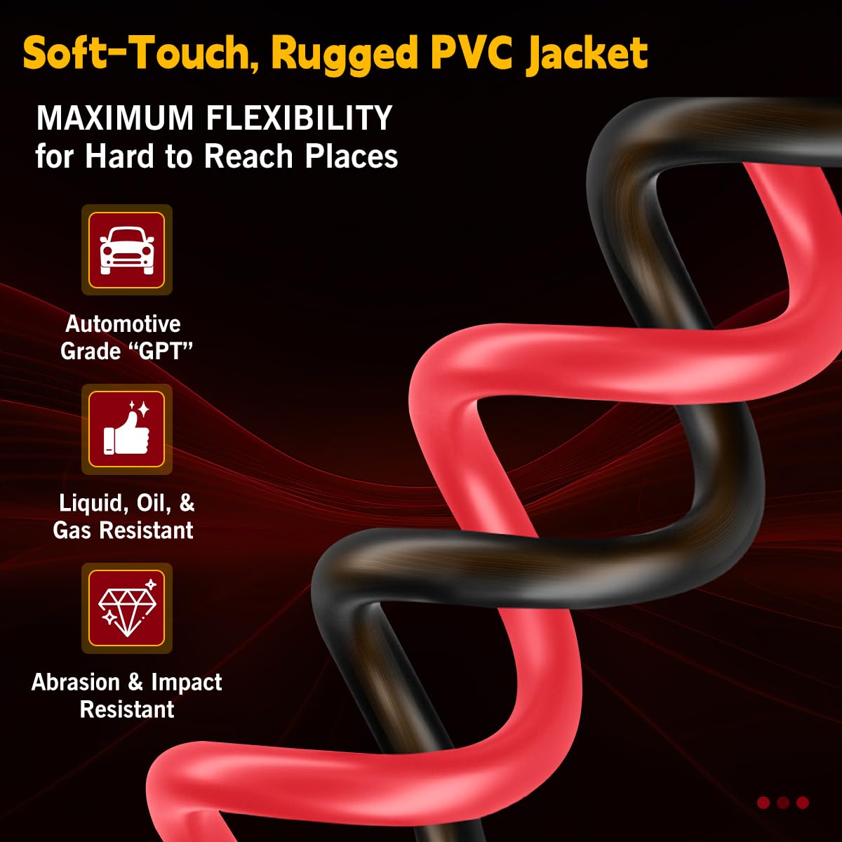 12 Gauge CCA Wire, Silicon Soft 25FT Black + 25FT Red