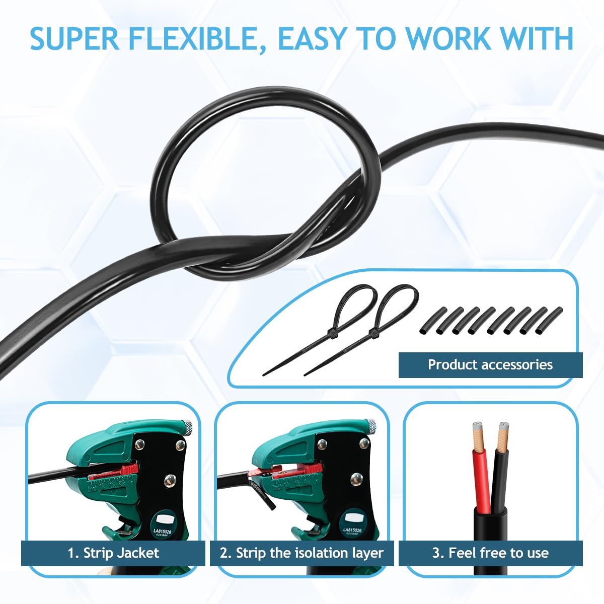 18 Gauge Wire 2 Conductor Electrical Wire, 50FT 18 AWG Stranded PVC CCA Cord