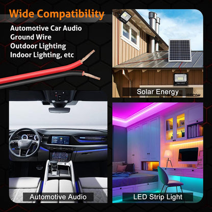18 Gauge Electrical Wire, 100Ft (Red 50Ft+ Black 50Ft) PVC CCA Automotive Wire