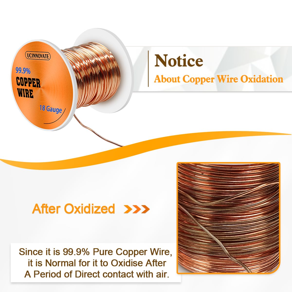 18 Gauge Copper Wire for Jewelry Making, 105FT 18 AWG Crafts Jewelry Wire 99.9% Solid Bare Pure Copper Wire