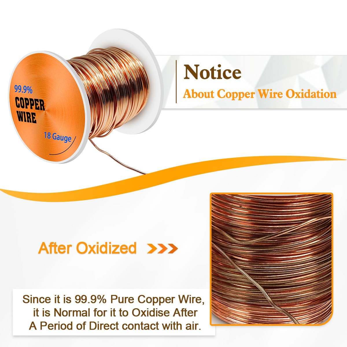 18 Gauge 99.9% Pure Soft Copper Wire，18 AWG 68 Feet Pure Copper