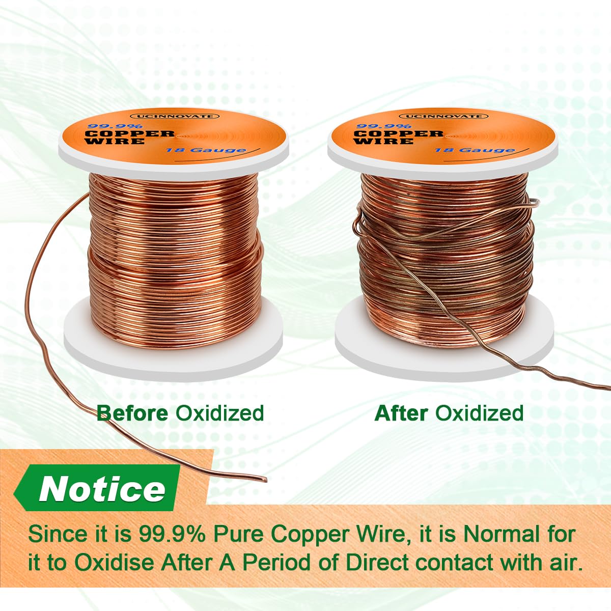 18 Gauge 99.9% Pure Copper Wire, 18 AWG Soft Bare Copper Wire 213FT / 65m 1 Pound Spool