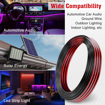 16 Gauge Electrical Wire Cable, 50FT 2pin Red Black Cable PVC Electrical Wire