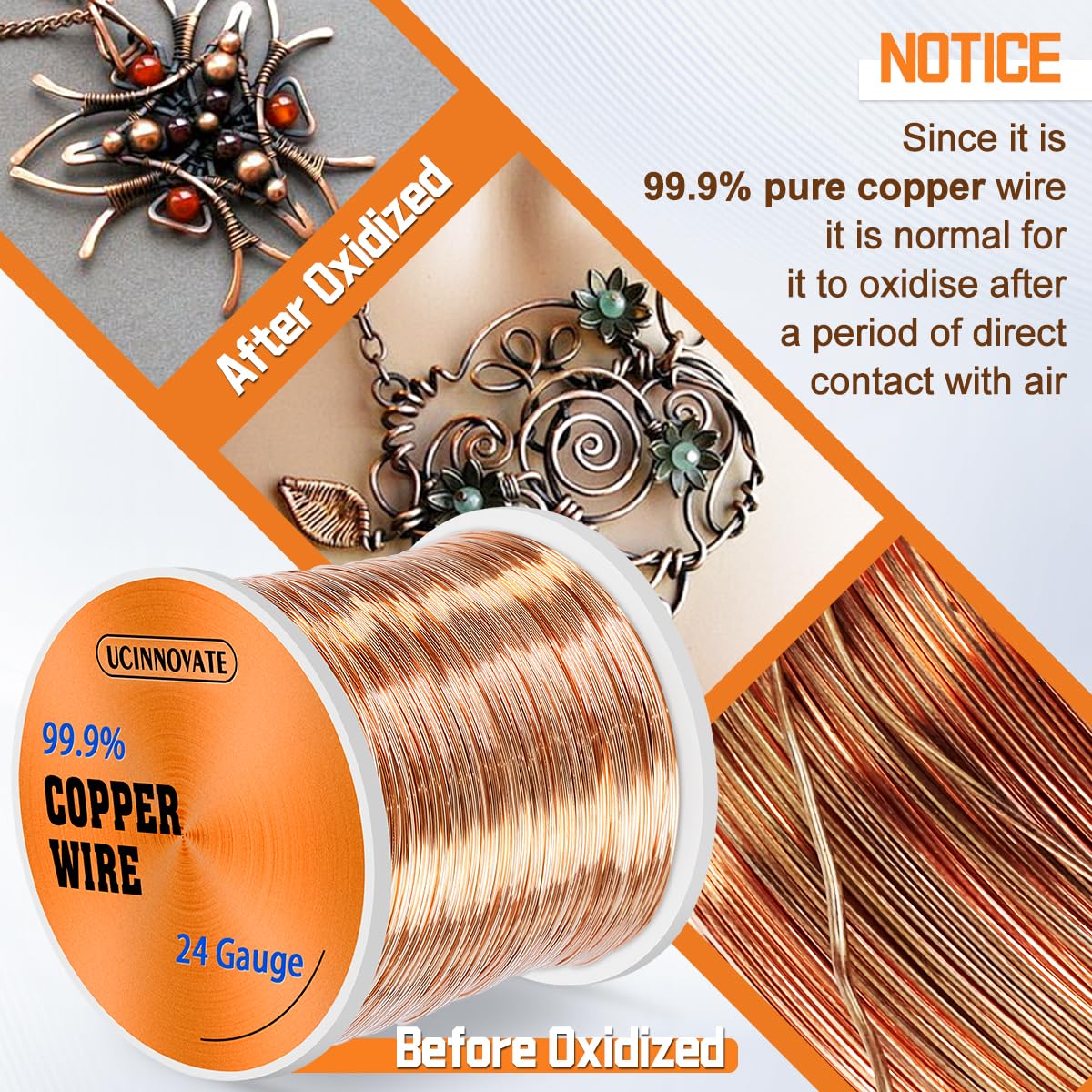24 Gauge Pure Copper Wire, 99.9% Pure Copper Wire 0.5mm Diameter 259m /850FT Solid Soft Copper Wire