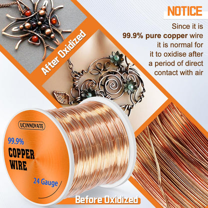 24 Gauge Pure Copper Wire, 99.9% Pure Copper Wire 0.5mm Diameter 259m /850FT Solid Soft Copper Wire