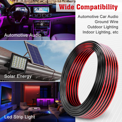 16 Gauge Electrical Wire Cable, 100FT 2pin Red Black Cable PVC Electrical Wire
