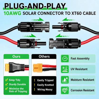 10AWG Solar Panel to XT60 Extension Cable